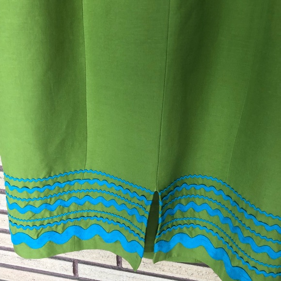 Vintage Style Olive Linen Blend Shift Dress - Chetta B - Size 10 - Midi Dress - Picture 8 of 15